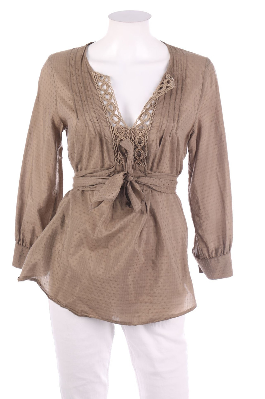 sandro PARIS - Tunic-Blouse with 3/4 Sleeve, Cotton-blend with Silk - D 38