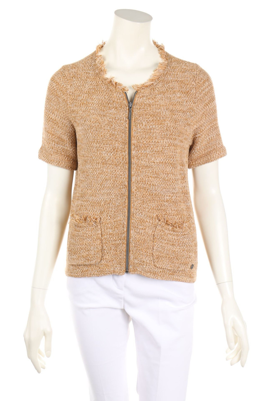 AKRIS punto - Kurzarm-Cardigan mit Fransen - D 36