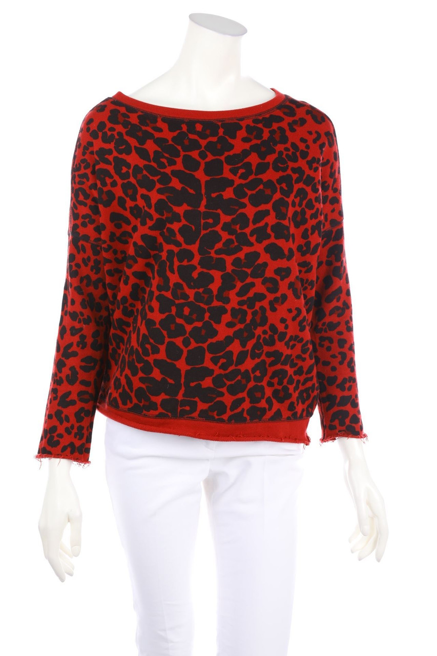 maje - Cotton Sweatshirt with Leo Print - D 34-36