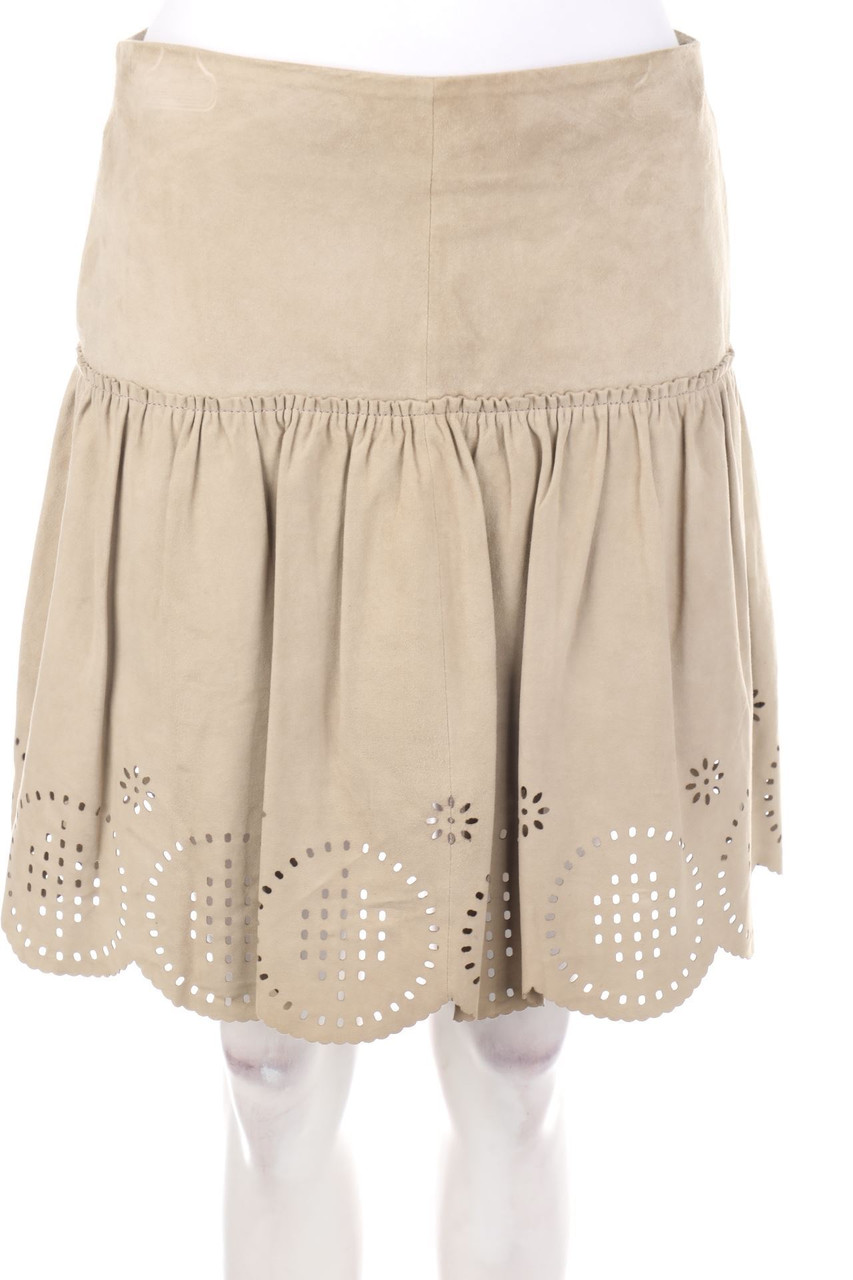 CAROLL - Leather Skirt with Cut-outs - D 36