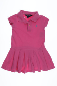 RALPH LAUREN - Baumwoll-Falten-Kleid mit Logo-Stickerei - 98