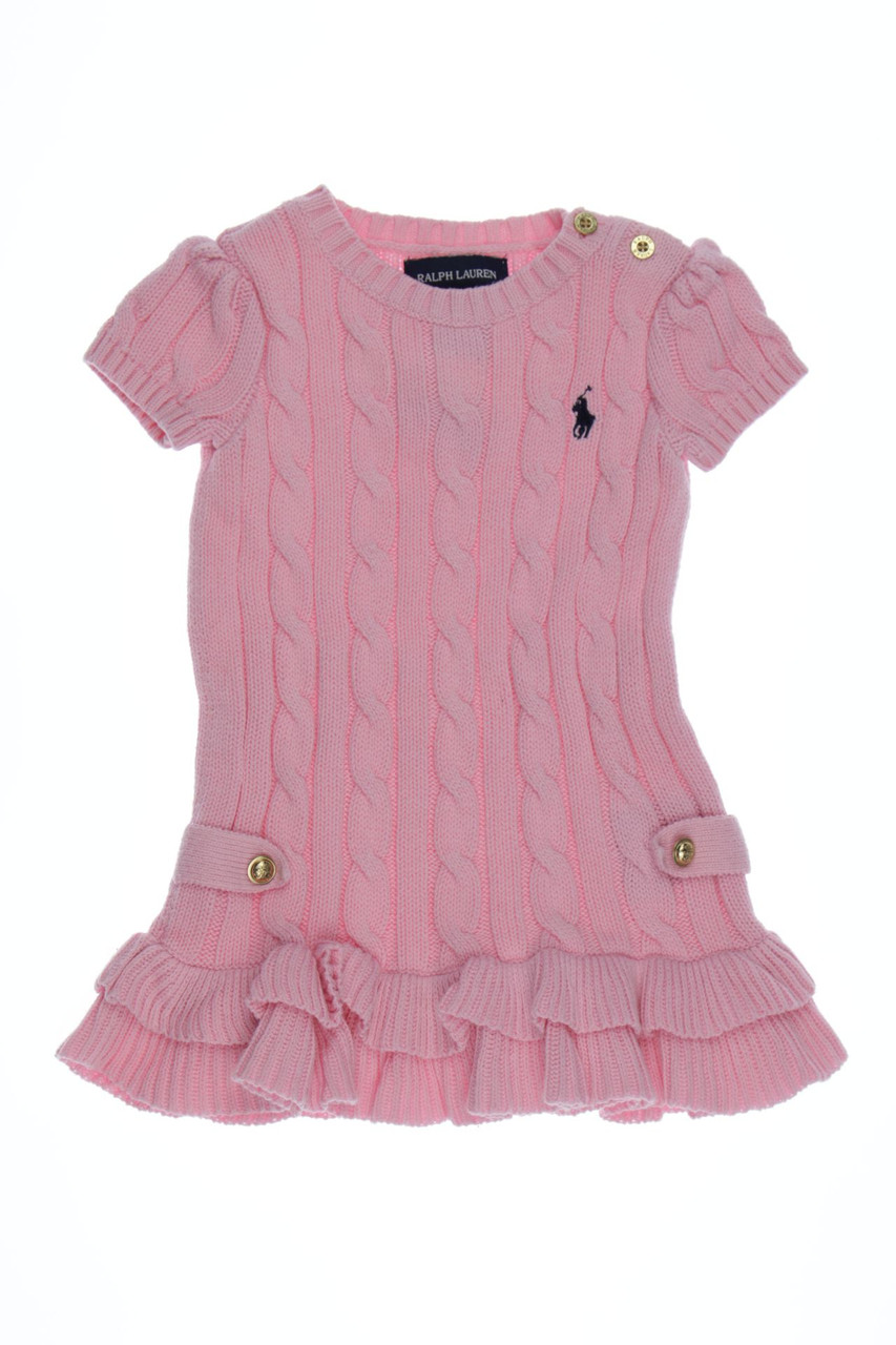 RALPH LAUREN - Knit-dress, Cotton with Logo-Stitching - 80