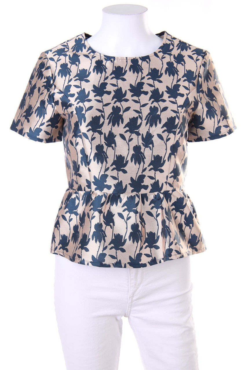 CRISTINA GAVIOLI - Muster-Shirt mit Schößchen - D 34