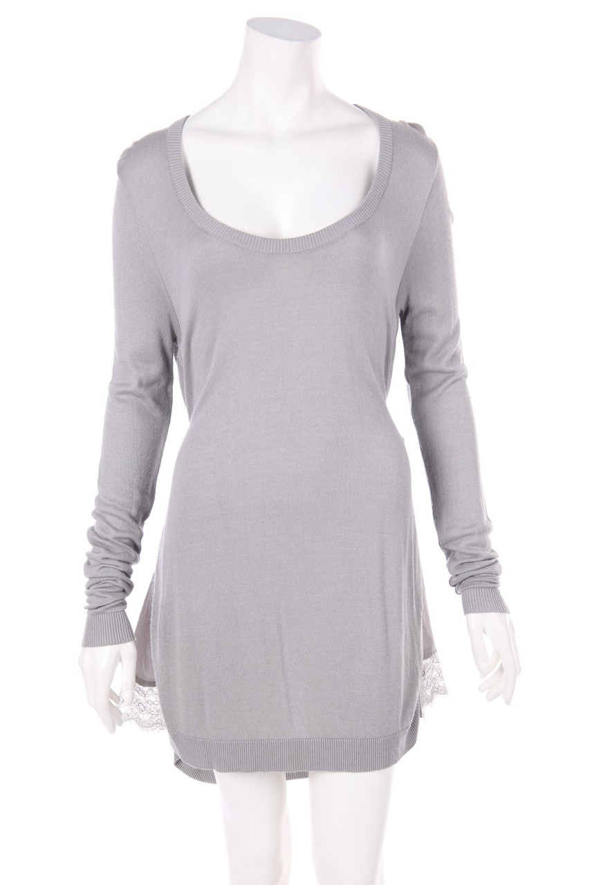 TWINSET SIMONA BARBIERI - Knit-Knit Dress with Lace Insert - L