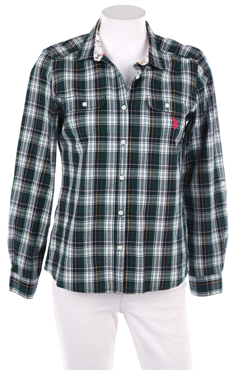 U.S. POLO ASSN. - Karo-Hemd-Bluse mit Logo-Stickerei - M