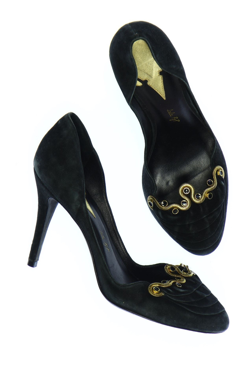 Lele PyP - Vintage-Pumps mit Schmuckstein-Applikation