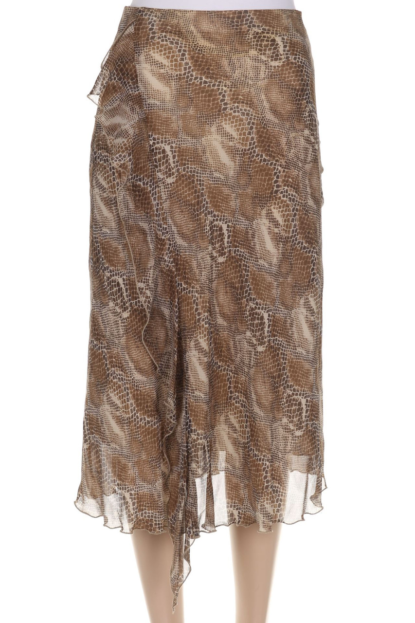 OLIVIER FRANCOIS AUSONI - Midi Silk Skirt with Animal Print - D 36