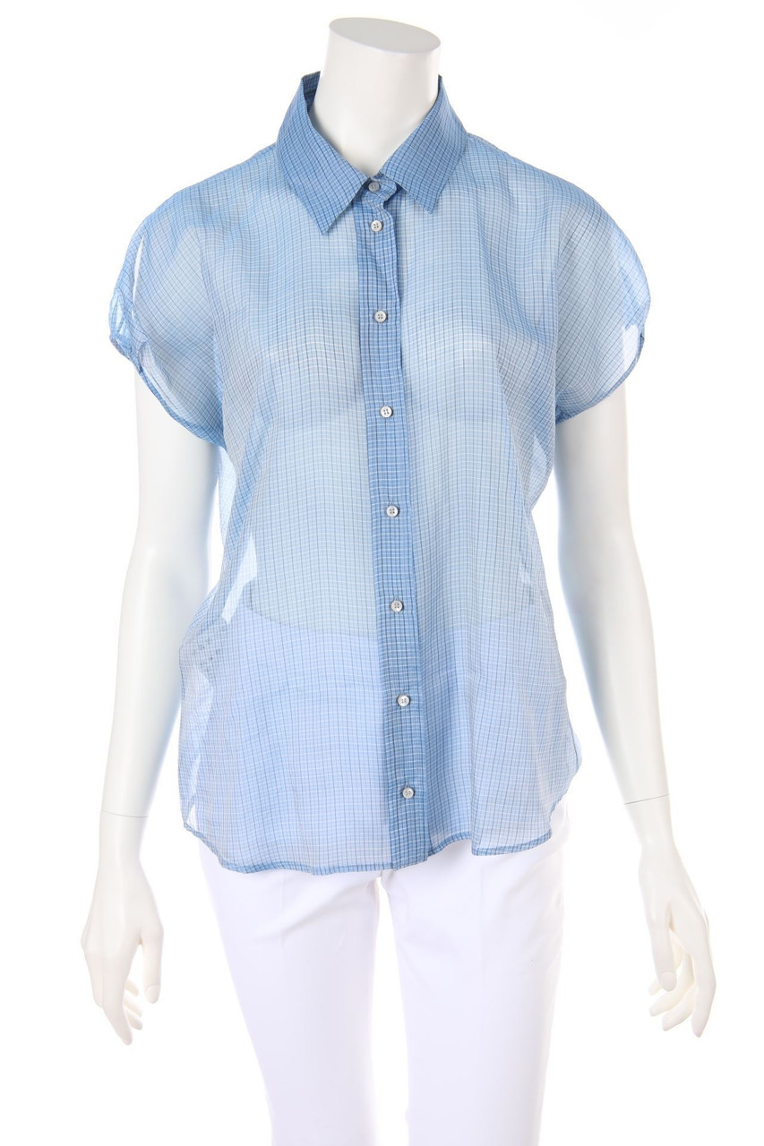 BOSS HUGO BOSS - Kurzarm-Bluse aus Seide mit Karo-Muster - D 42