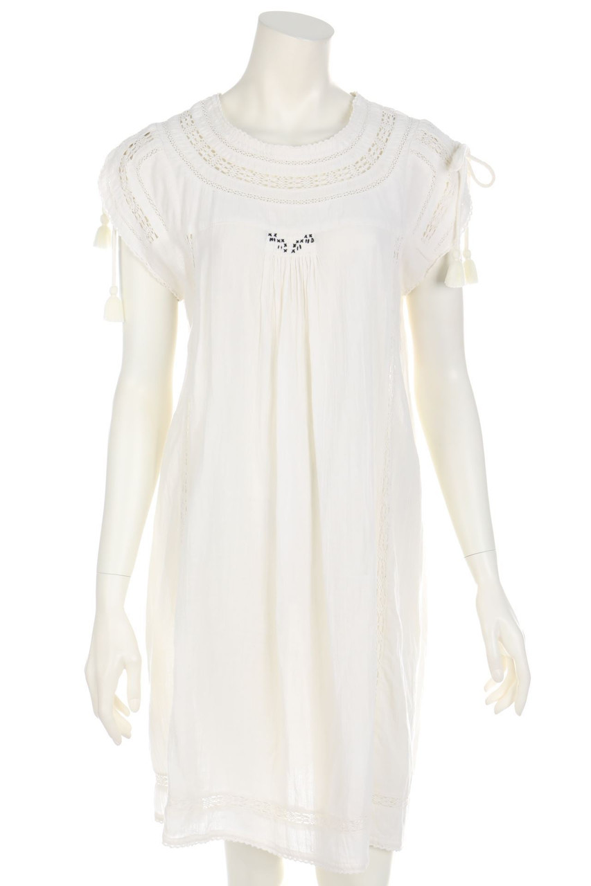 STAR MELA - Boho Dress, Cotton with Crochet Knit Details - M