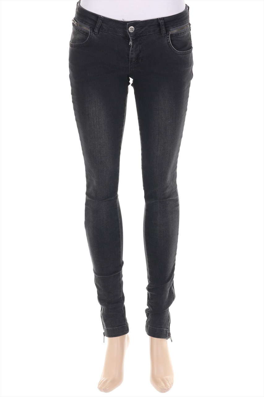 ANINE BING - Used Look Skinny Jeans, Cotton with Logo Plaque - W29