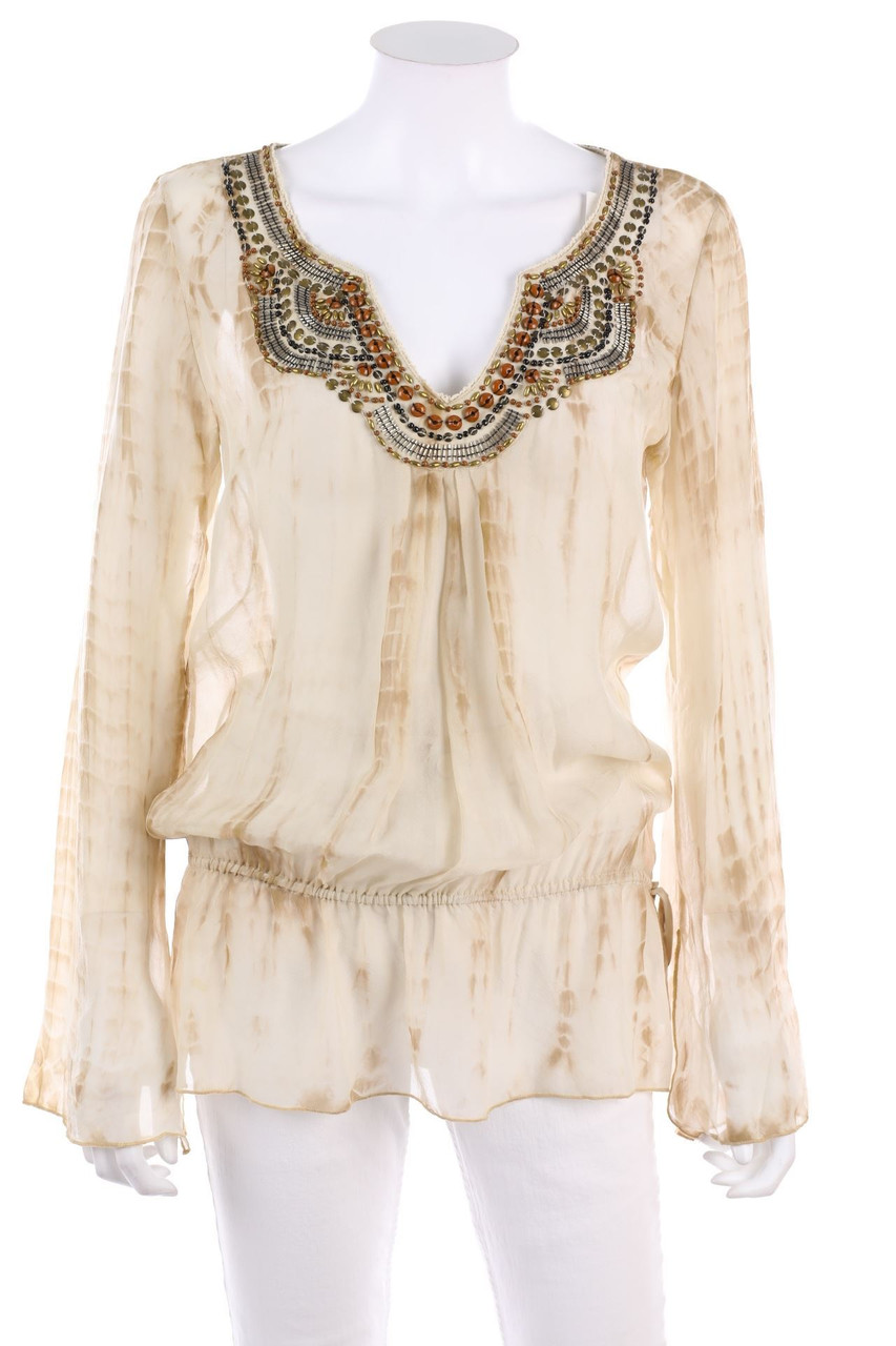 HALE BOB CABANA - BatikSilk Blouse with Jewelry Stones, Boho Style - S