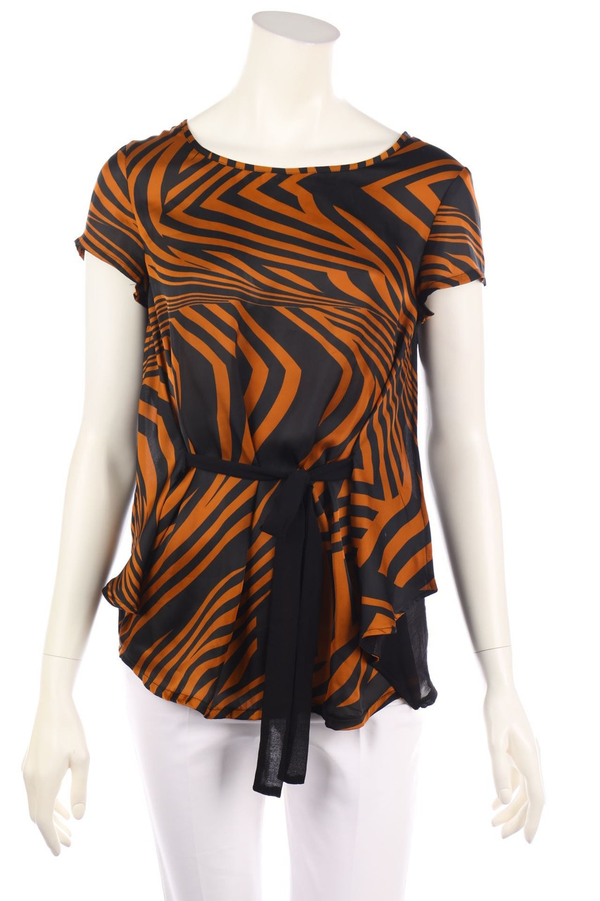 CONLEYS - Patterned Shortsleeve Blouse with Belt - D 38