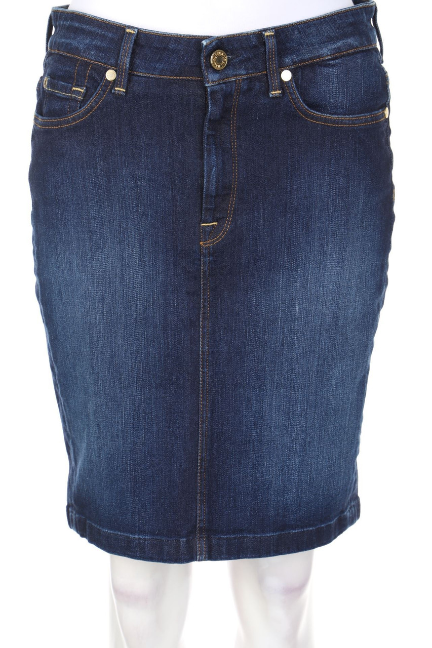 7 for all mankind - Denim Skirt, Cotton-blend with Logo Application - M