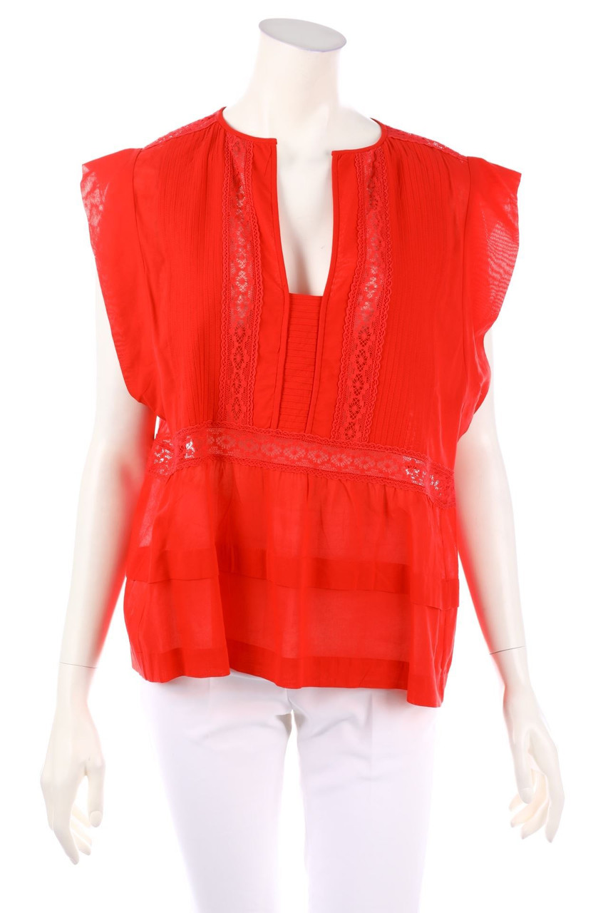 ISABEL MARANT ÉTOILE - Cotton Blouse Top with Lace Insert - D 42