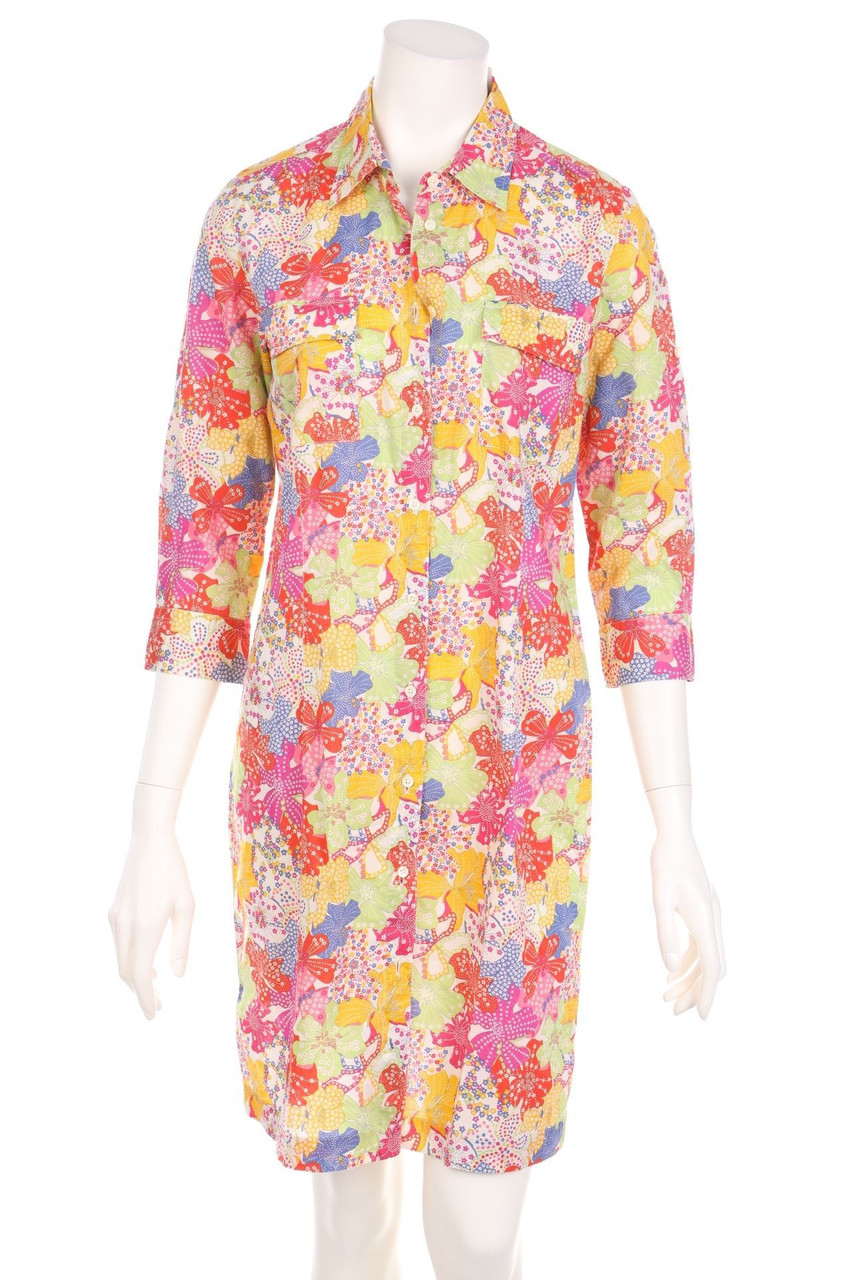 0039 ITALY - Shirt Dress with Flower Print - M