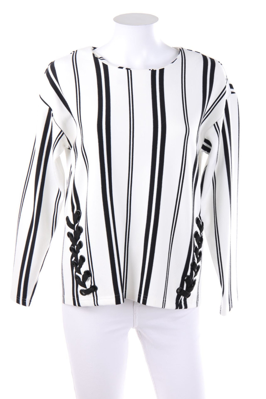 KAREN BY SIMONSEN - Streifen-Strick-Pullover mit Schnürung - M