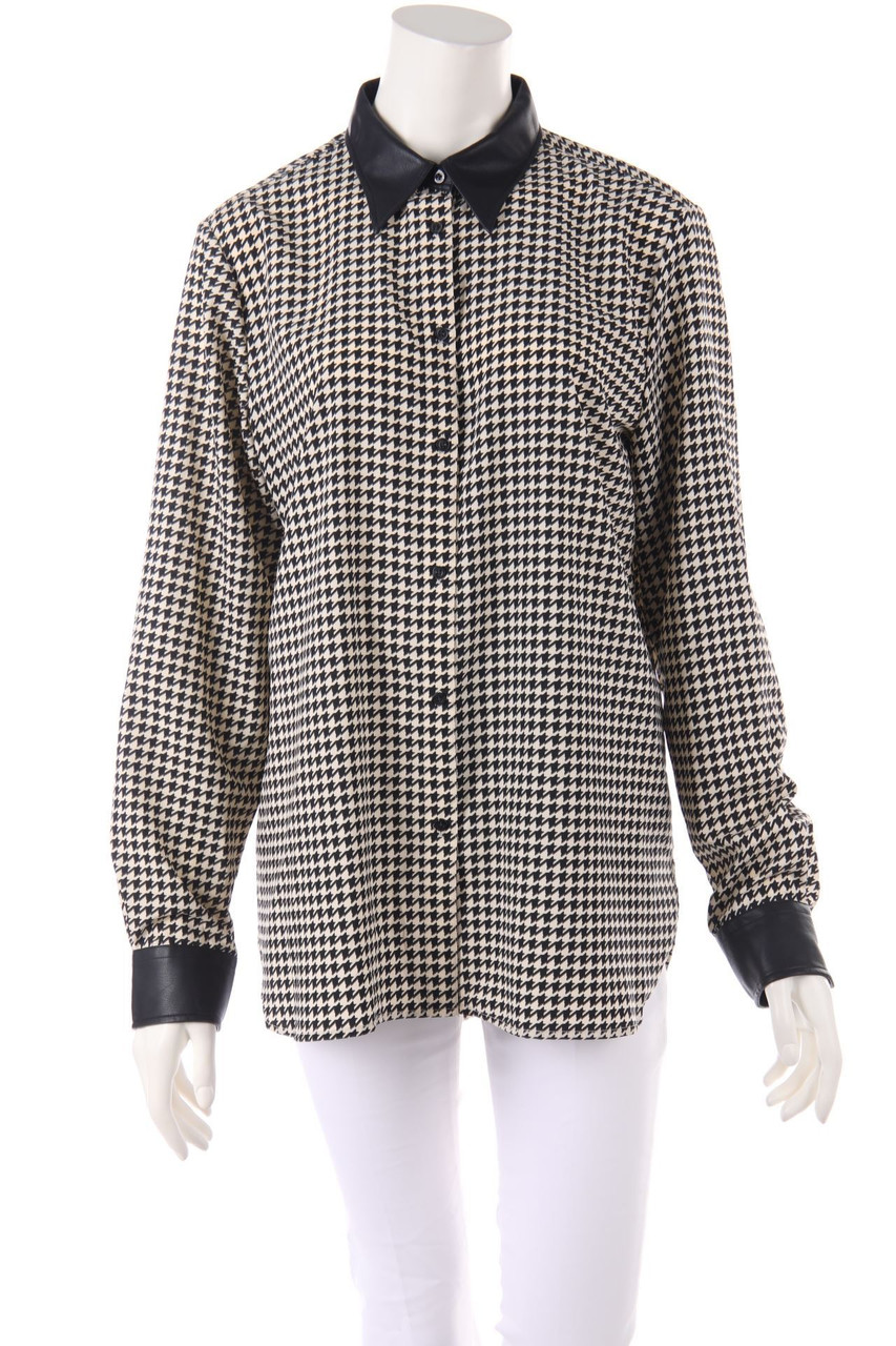 LAUREN RALPH LAUREN - Hemd-Bluse mit Kunstleder-Details - L