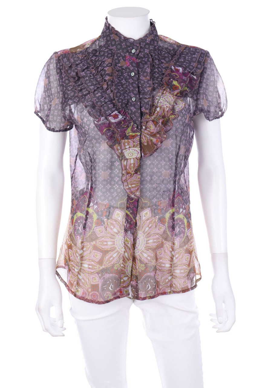 comma - Frill-Blouse with floral print - D 38