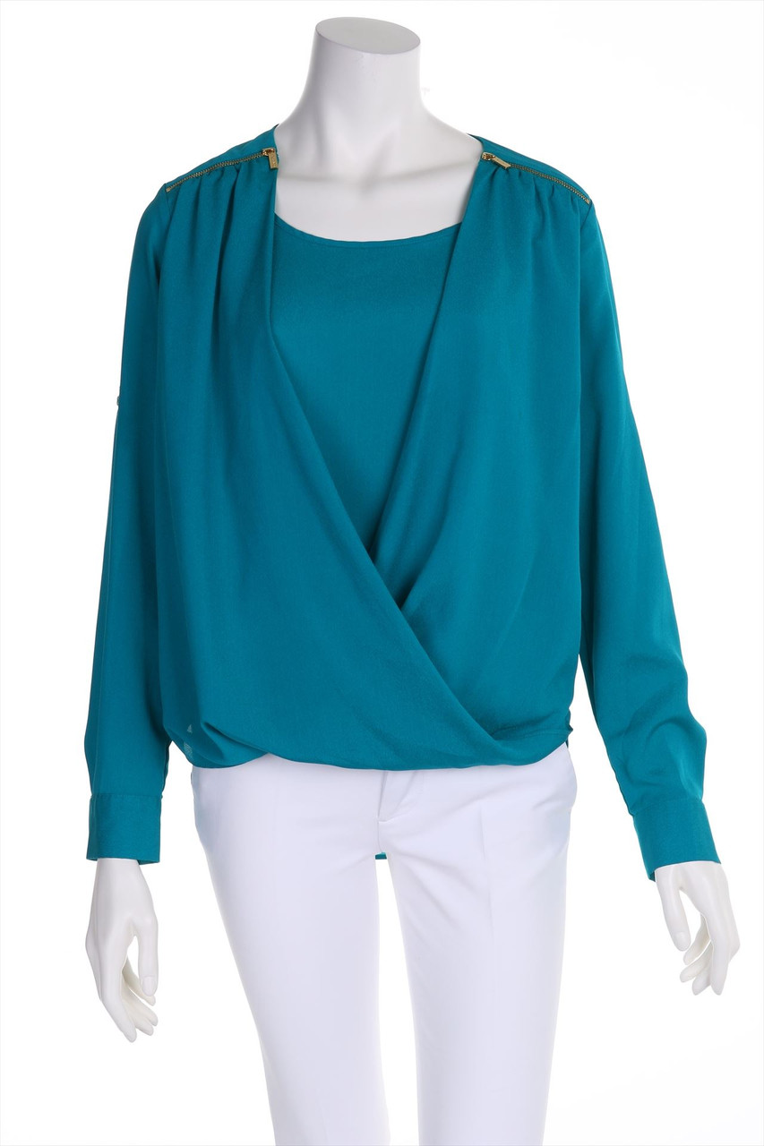 Calvin Klein - Blouse, Crêpe, Layer Look with Metallic Effect - S