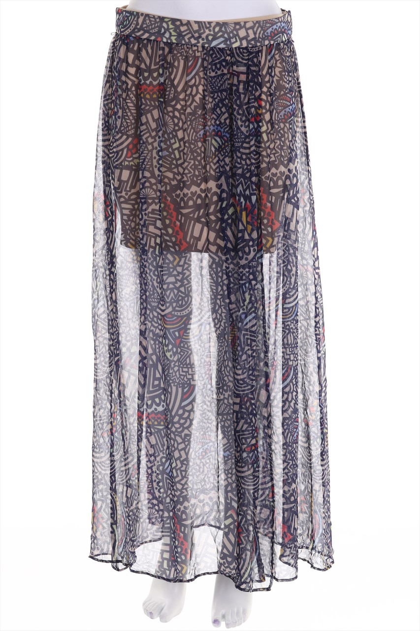 MARC CAIN - Maxi-Silk-Skirt with Print - D 40