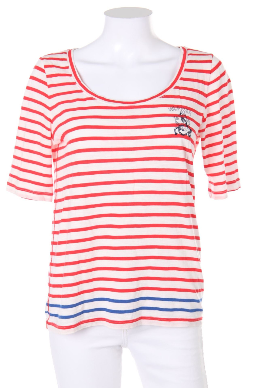 TOMMY HILFIGER - Nautical-Kurzarm-Shirt mit Streifen mit Logo-Print - M