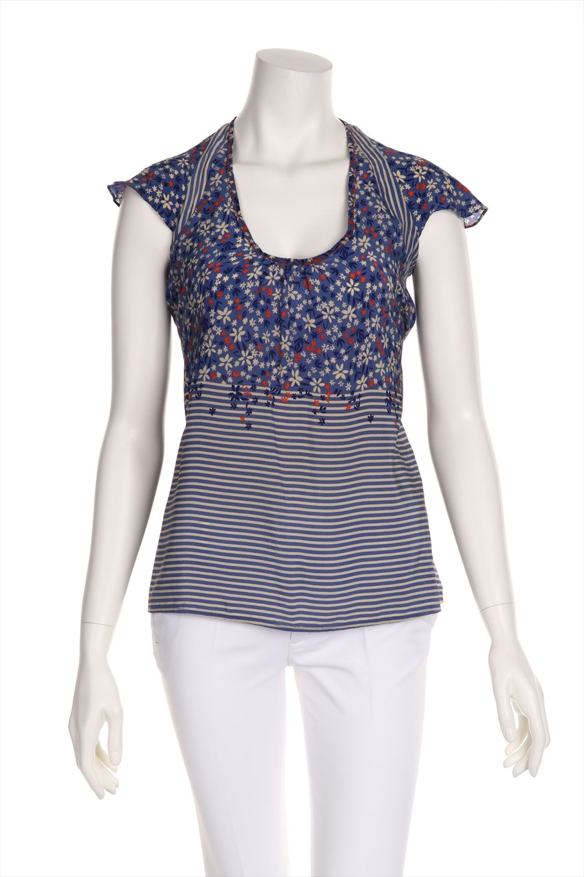 sandro - Seiden-Top mit floralem Muster - D 36