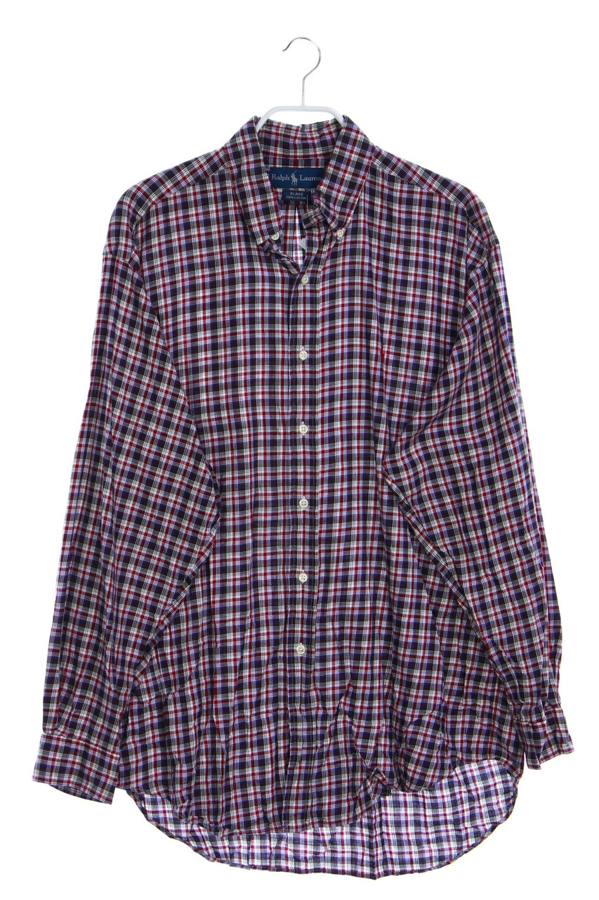 RALPH LAUREN - Karo-Button-down-Hemd mit Logo-Stickerei - L