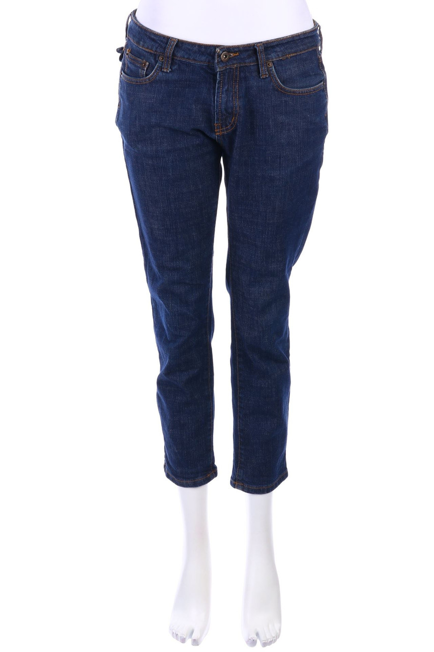 TWINSET SIMONA BARBIERI - Cropped Dark Denim Jeans with Logo Plaque - M