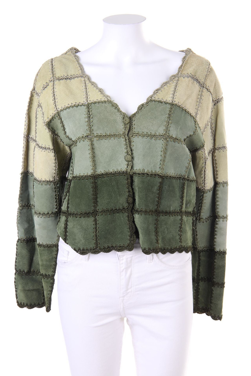 Gantos - Suede Jacket with Open Knit Details with Degradé Effect - S
