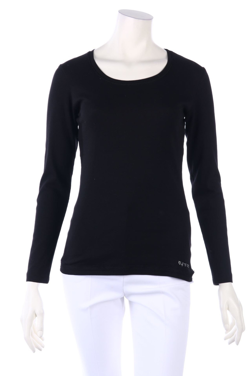 FTC Cashmere - Longsleeve-Shirt aus Baumwoll-Mix mit Strass-Logo - S