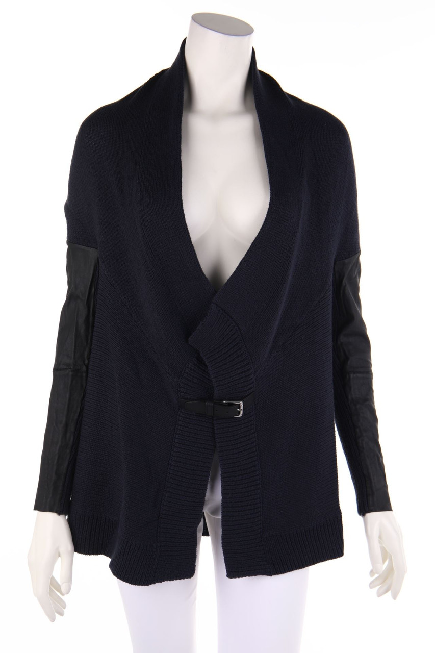 maje - Cardigan mit Kunstleder-Details - S