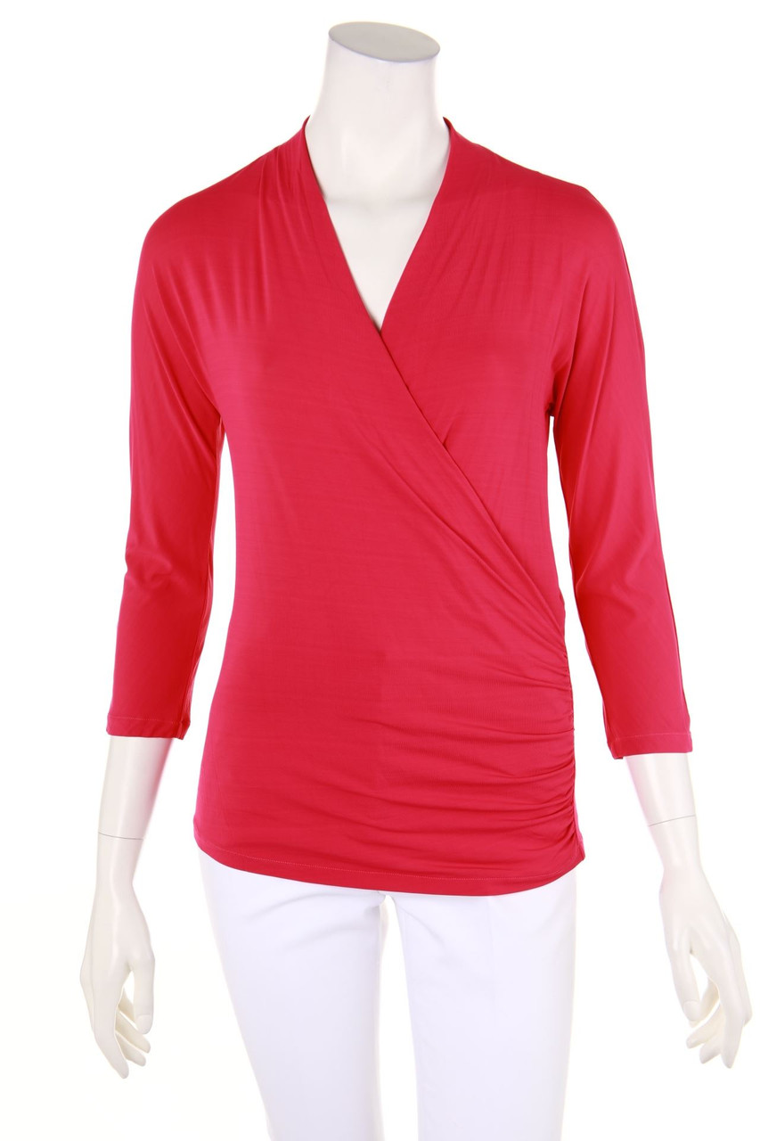 Max Mara STUDIO - 3/4-Sleeve Shirt with Wrap-Effect with Ruffles - S
