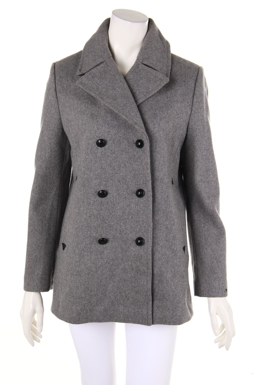 TOMMY HILFIGER - Cabanjacke aus Woll-Mix mit Logo-Knöpfen - S