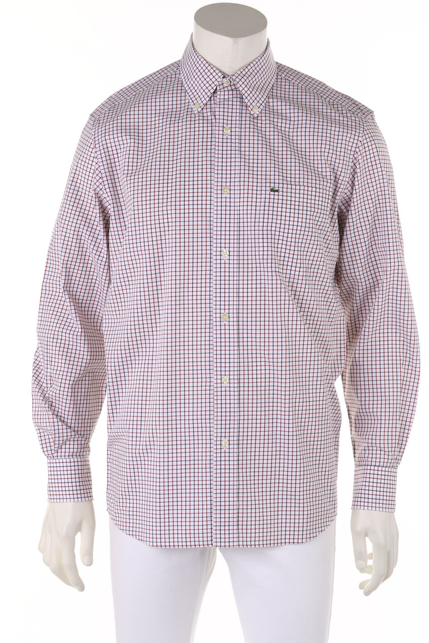 LACOSTE - kariertes Button-down-Hemd mit Logo-Stickerei - 40