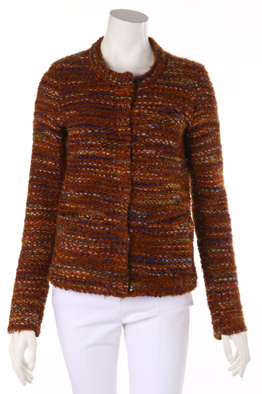 rich & royal - Bouclé-Cardigan aus Woll-Mix mit Logo-Plakette - S