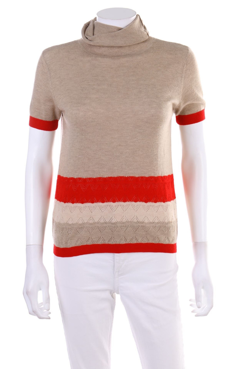 ROBERTO VERINO - Shortsleeve Pullover, Wool-Blend with Open Knit Details - M