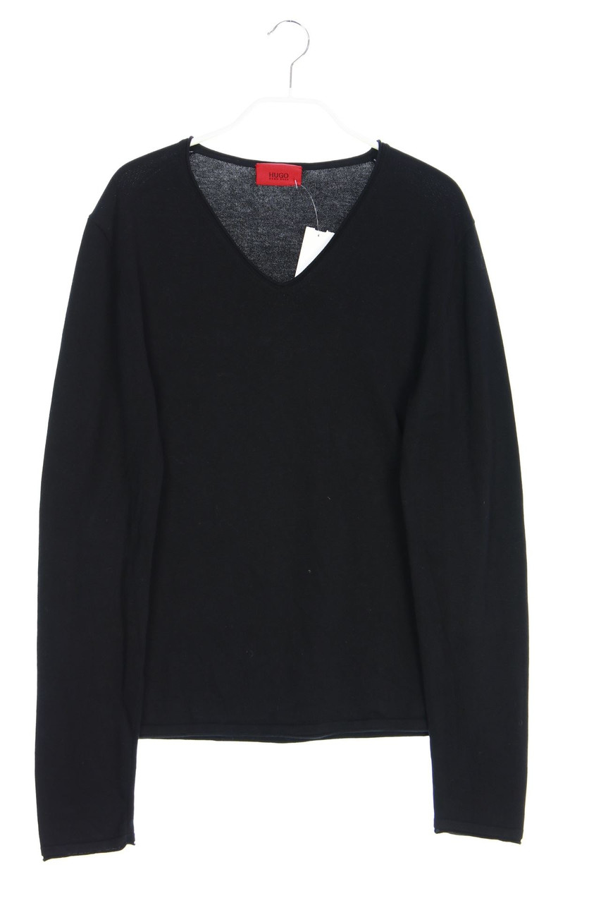 HUGO HUGO BOSS - Baumwoll-Strick-Pullover mit V-Neck mit Elbow Patches - S