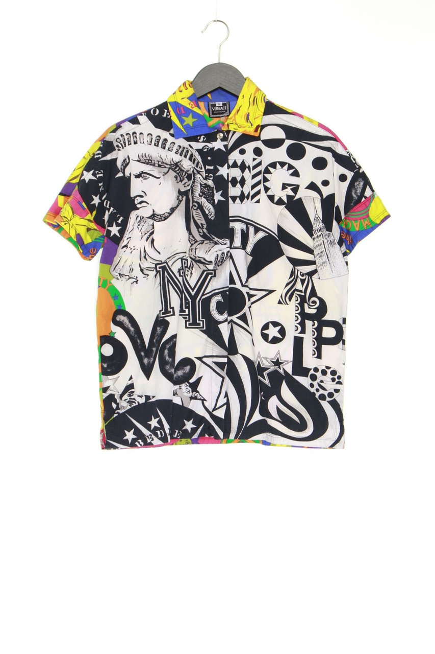 VERSACE JEANS COUTURE - 80s-Vintage-Hemd-Bluse mit kurzem Ärmel mit Print - S
