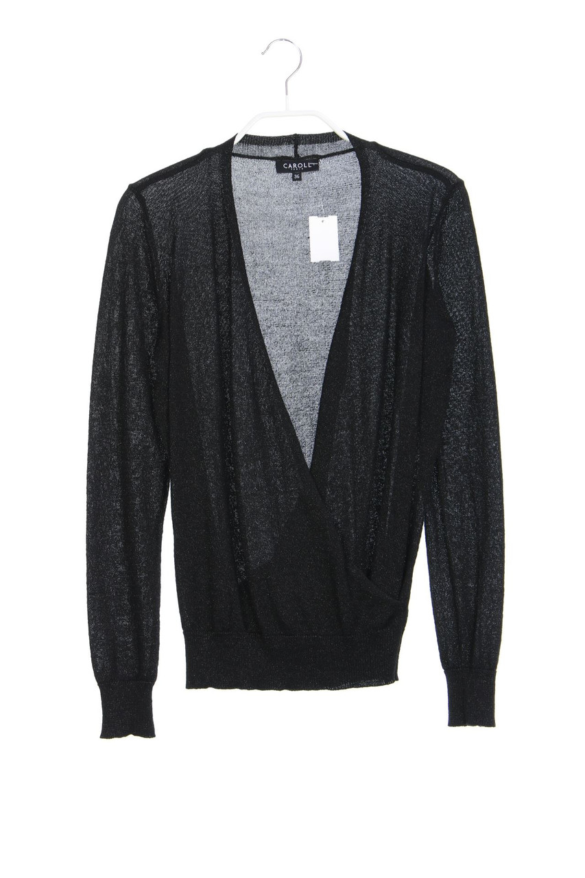 CAROLL - Glitzer-Strick-Pullover in Wickel-Optik - D 36