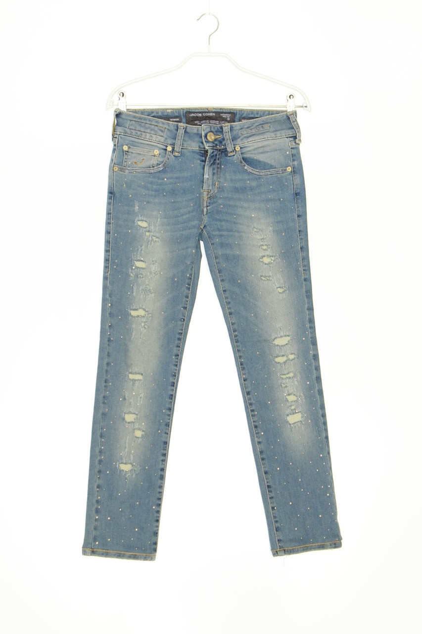 Jacob Cohen - Distressed Skinny-Jeans with Rhinestones - W26
