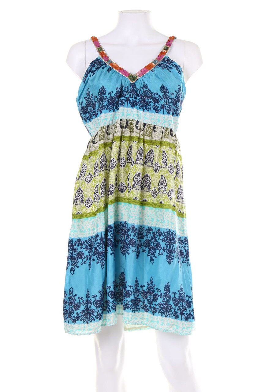 velvet - Silk Dress with floral print with Sequins - L