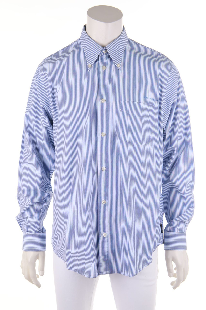 AJ ARMANI JEANS - gestreiftes Hemd mit Logo-Print - XL