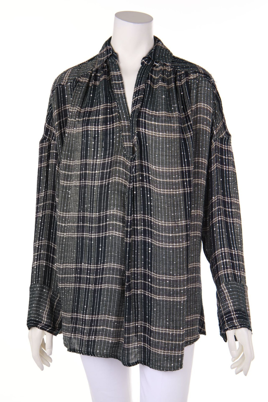 FREE PEOPLE - Oversize-Bluse mit Karo-Muster - L