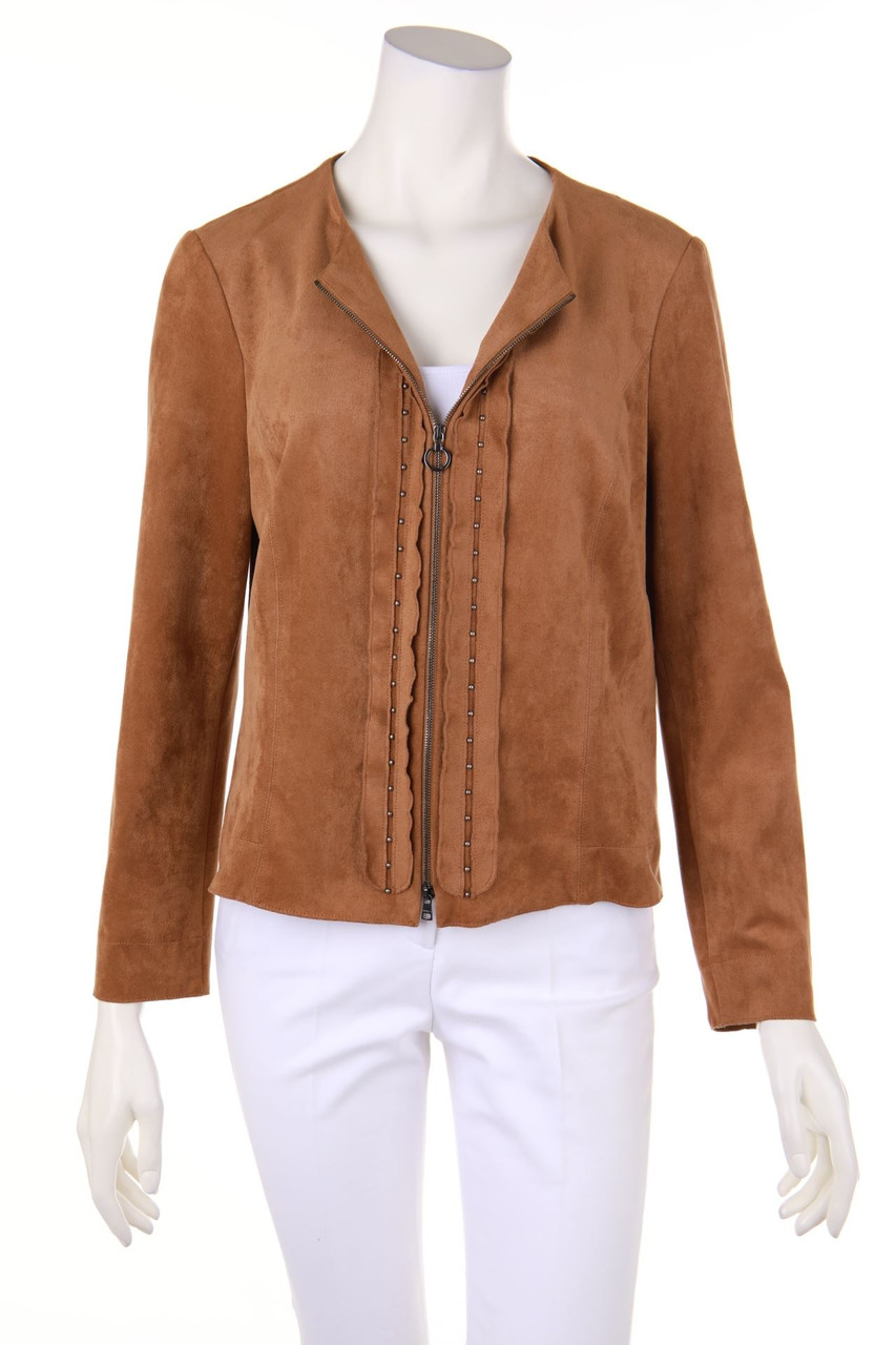 MARC CAIN - Kunstlederjacke mit Applikationen - L