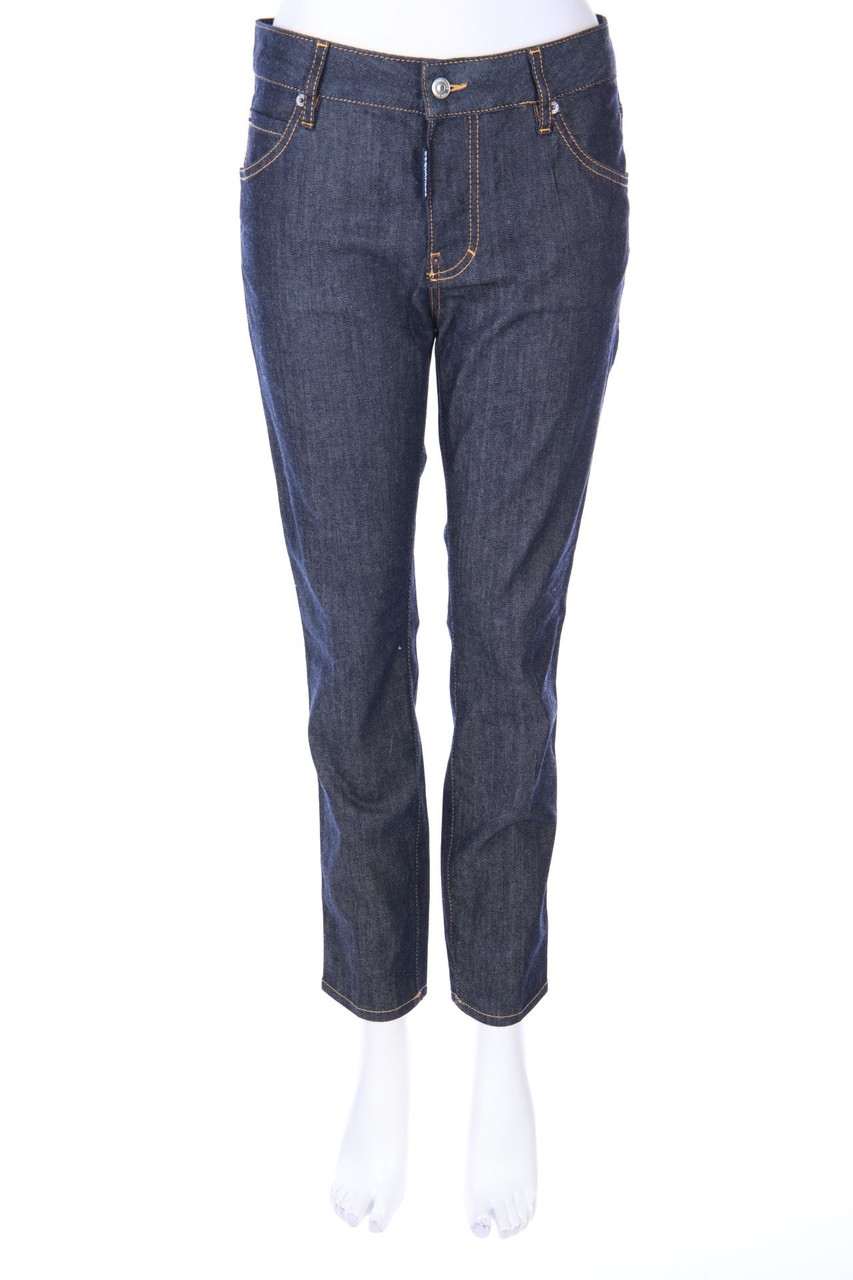DSQUARED² - Dark Denim Straight Cut Jeans mit Logo-Patch - D 42
