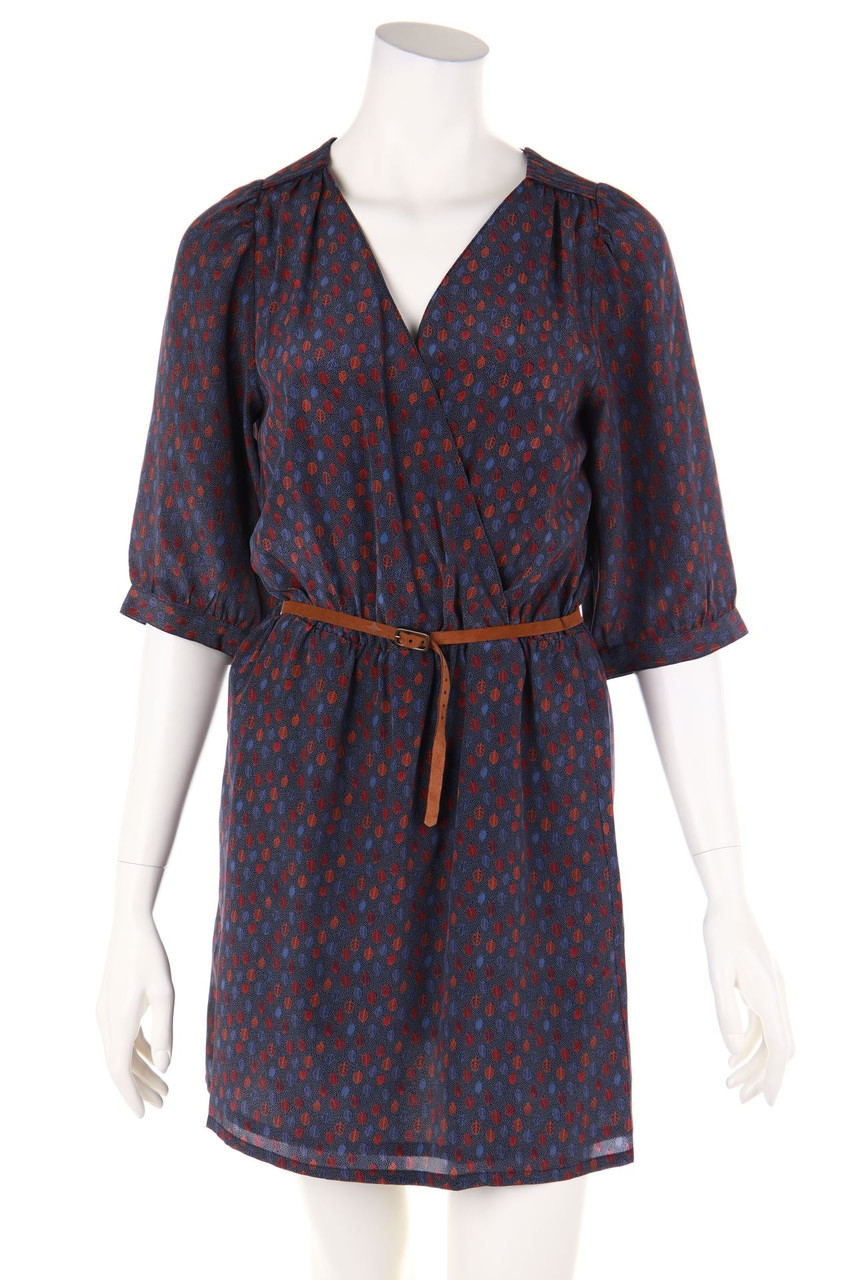 sessun - Patterned Silk Dress with Belt - S