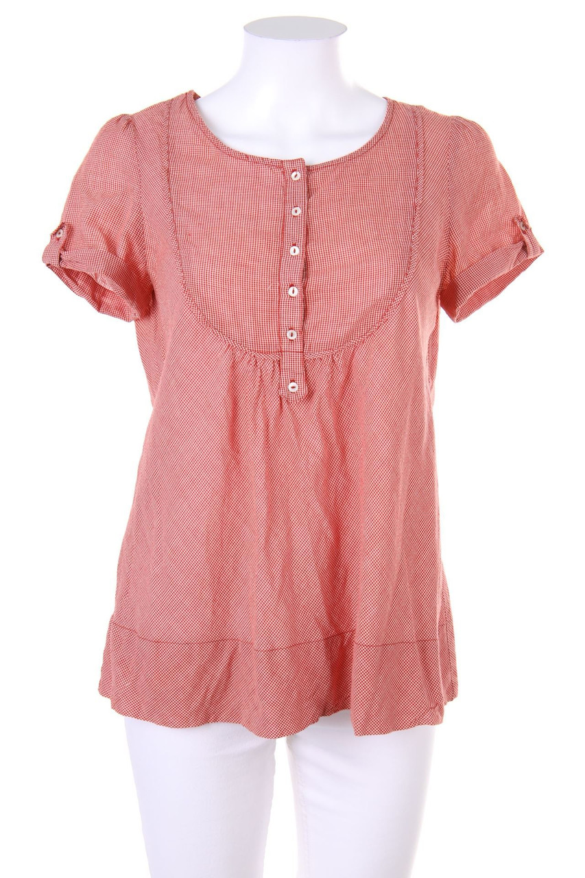 COMPTOIR DES COTONNIERS - Kurzarm-Bluse mit Karo-Muster - D 38