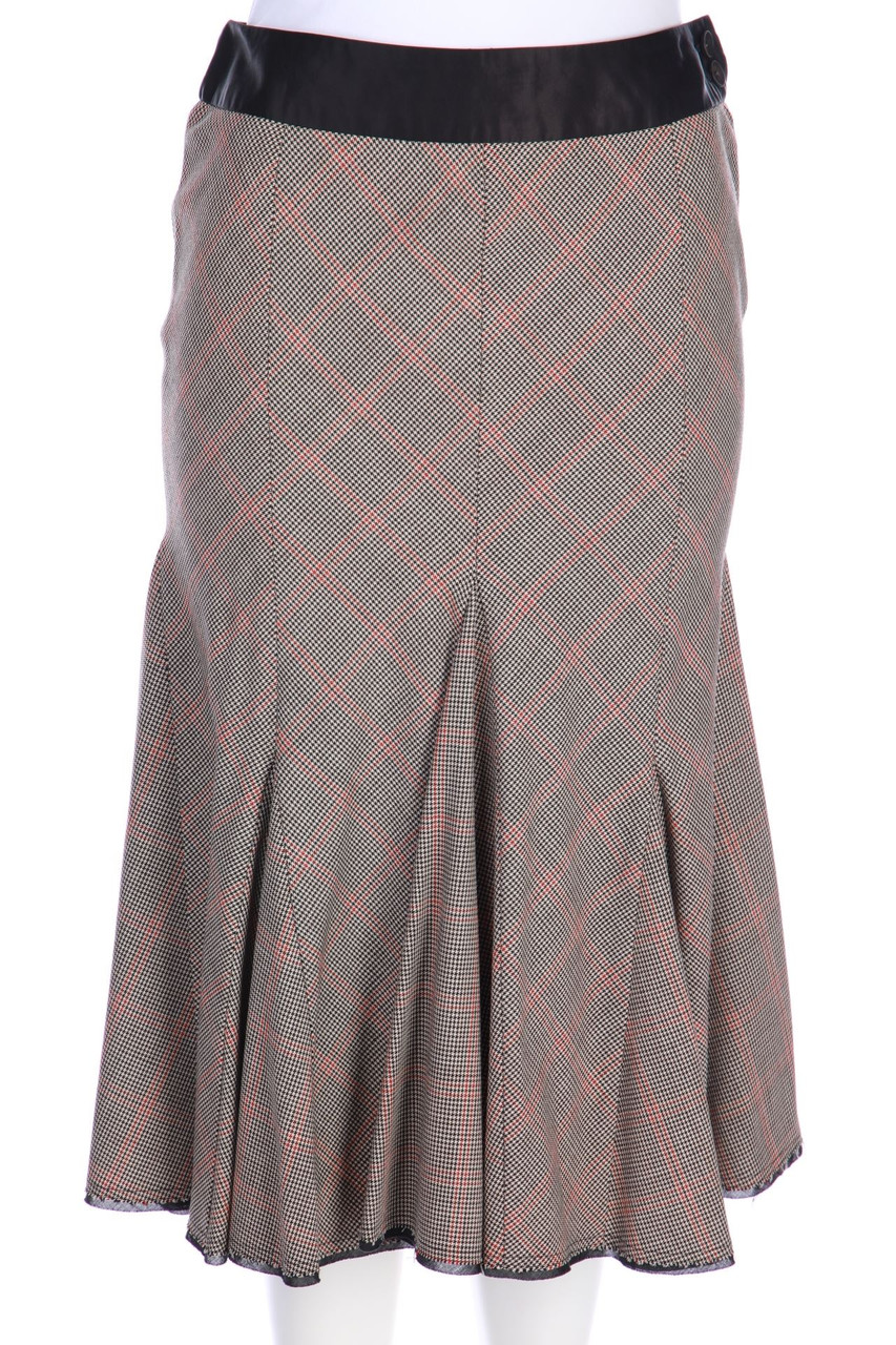 antonio marras - Godet-Skirt, Virgin Wool Mix, Checked - D 36