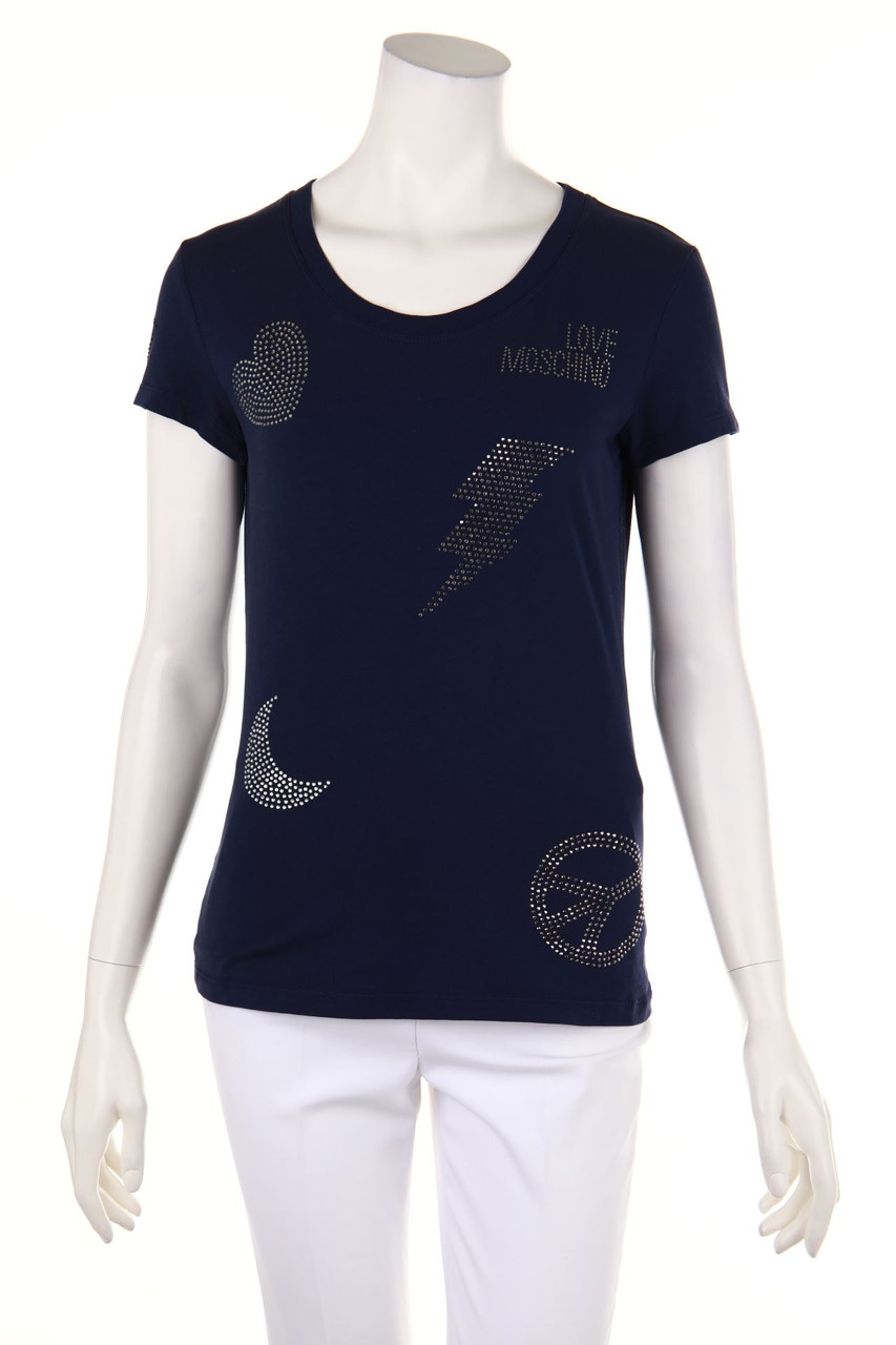 LOVE MOSCHINO - Shirt mit Strass-Steinen - M