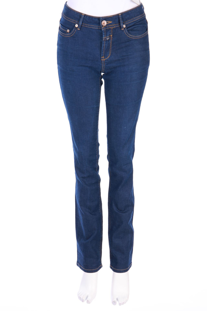 CLOSED - Straight Cut Dark Denim Jeans with Logo Application - D 40